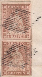 MASANS 1856, 22C im senkrechter Paar-Einheit nach Rietberg, sehr gut ...