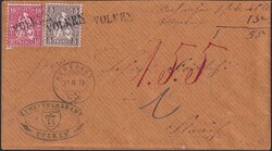 VOLKEN 1879 nach Flaach, Nr.30+38 auf Nachnahme-Brief, fehlerfreie ...