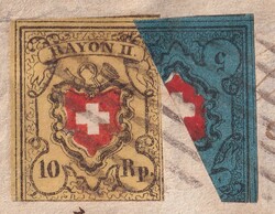ANGLIKON (WOHLEN) 1850. 15II (Type 11) +16II (T.25 A2-RO) Marke, ...