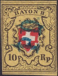 T.35 A2-RO, P.D. in blau von BERN (AW:325), links unten kurz berührt ...