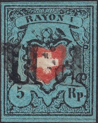 Type 36, 15II.f.2.16a (grünlichblau) zentrisches P.D von Lausanne ...