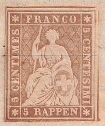 EFFINGEN (2x verkehrt eingesetztes "N") 1857 nach Brugg, 22B (22B1) ...