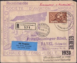 1927+28, 3 Briefe: Afrikaflug: NHORA: Chaux-De-Fonds über Geneve ...