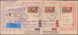 1927+28, 3 Briefe: Afrikaflug: NHORA: Chaux-De-Fonds über Geneve ...