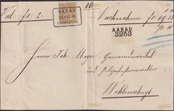 AARAU 23.MRZ.1880 nach Wohlenschwyl, seltene 1Fr.-Eizelfrankatur auf ...