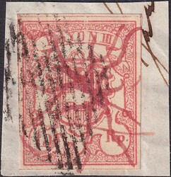 DOPPEL-ENTWERTUNG mit roter TINTE (auf roter Marke!) Nr.20.2.06 ...