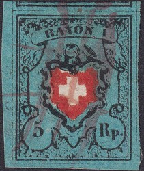 ECKRAND-STÜCK der 80er-GRUPPE, 15II.f (grünlichblau) Type 33 A2-U ...