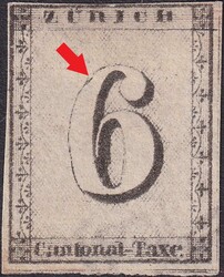 ZÜRICH 6, 2ND, (NEUDRUCK) fehlerfreies Stück mit Attest Marchand ...