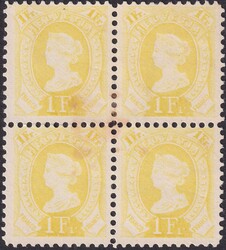 1Fr gelb, Viererblock einer später nicht verausgabten Probe, welche ...