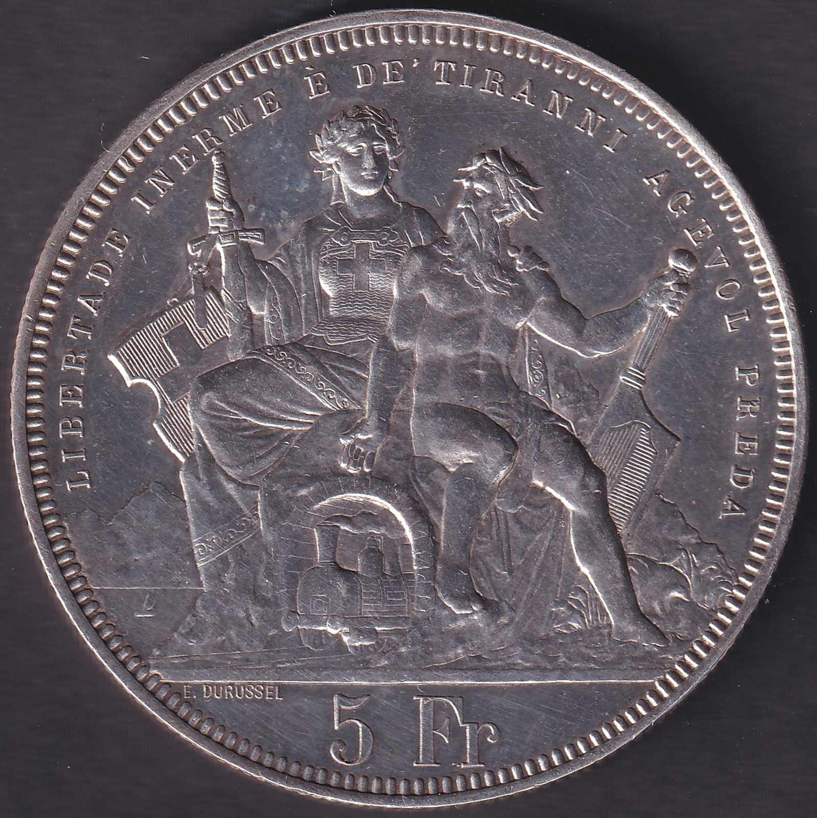 1883: Lugano, 5-Fränkler, gute Prägung mit leichten Spuren.