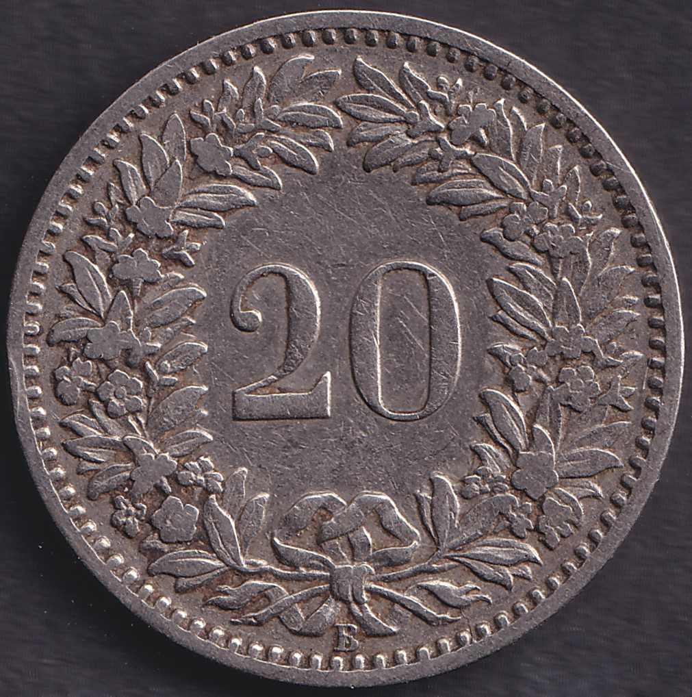 0.20, 1899: 20-Räppler schönes Stück mit leichter Abnützung.