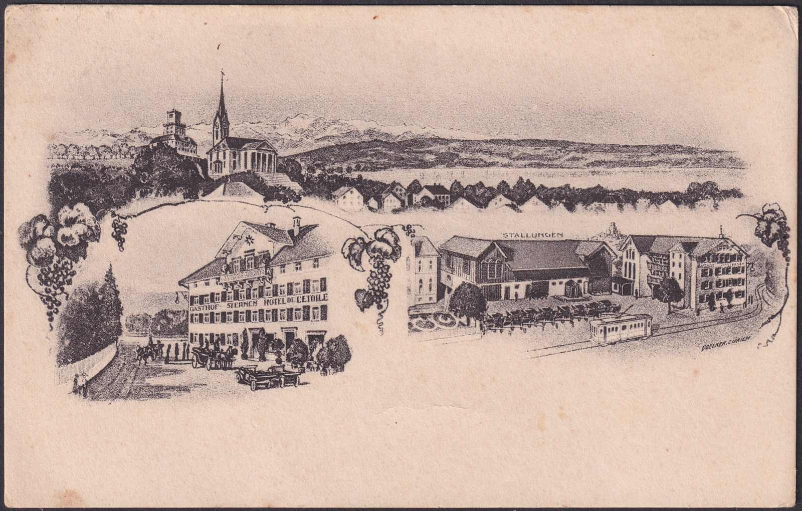 ZÜRICH, USTER 1916, saubere "Litho" nach Grabs, mit Ansicht auf das ...