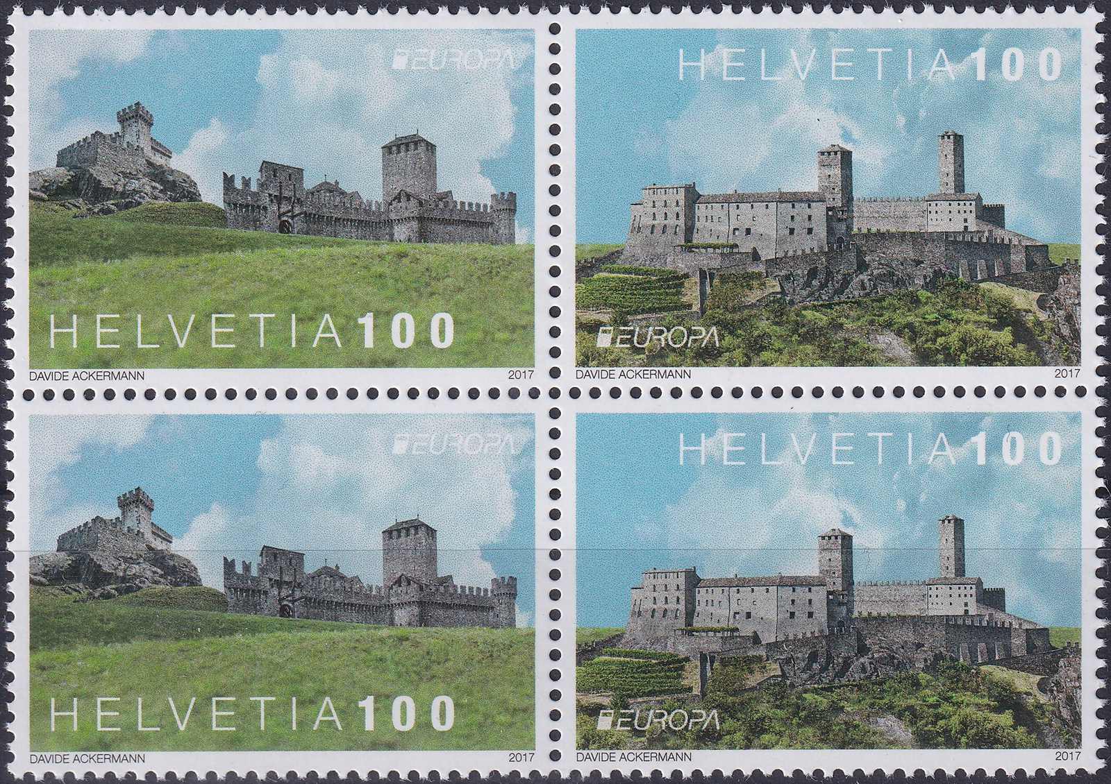 2017, Z262, Burgen zusammenhängender Viererblock postfrisch**.