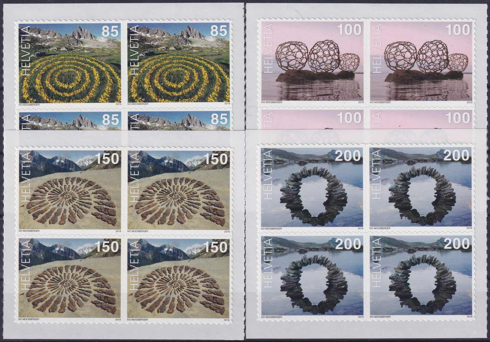 2019, Nr.1734-1737, Naturkunst Viererblöcke postfrisch**.