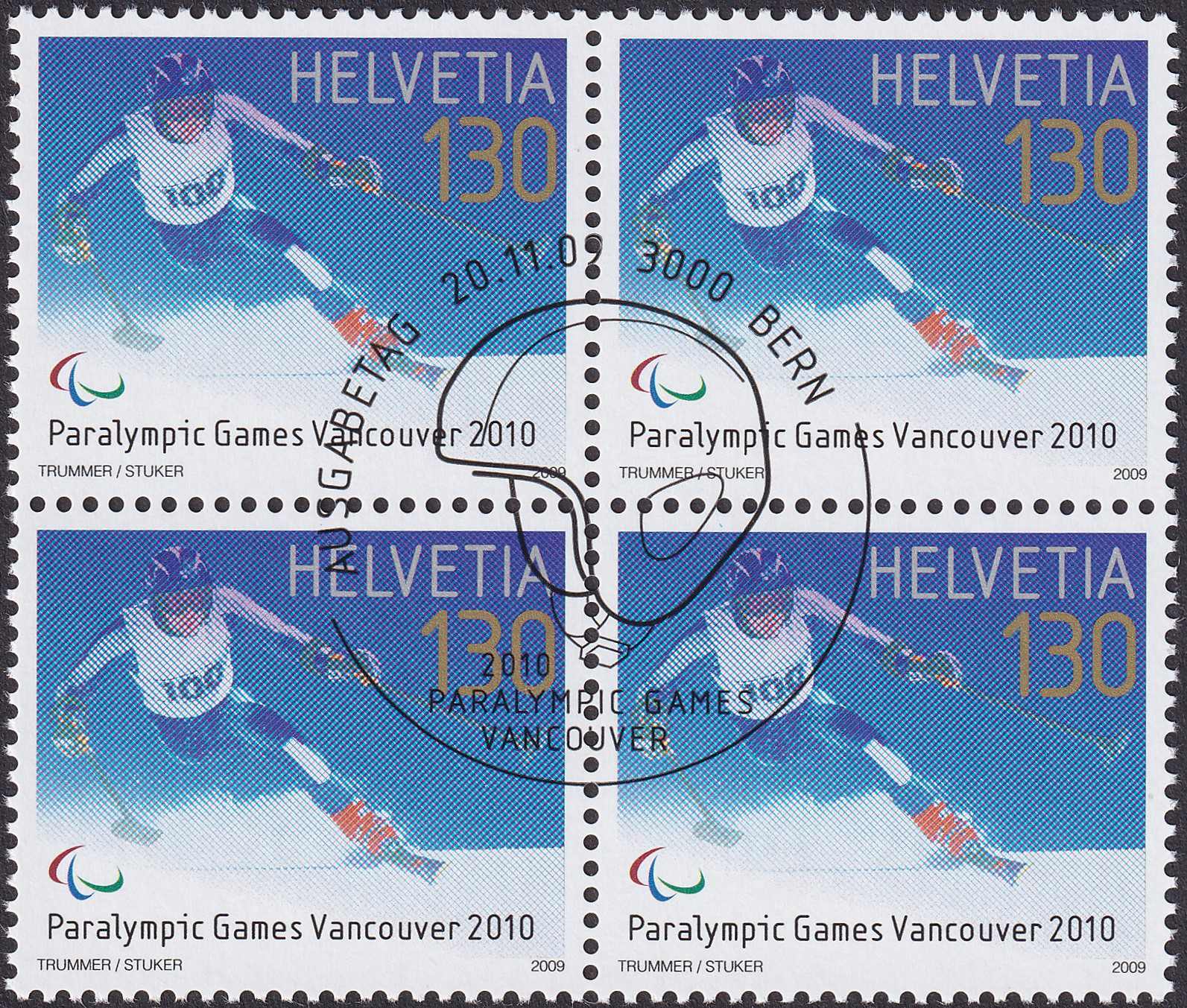2009, Nr.1334, Paralympische Spiele Vancouver 2010 Viererblock mit ...