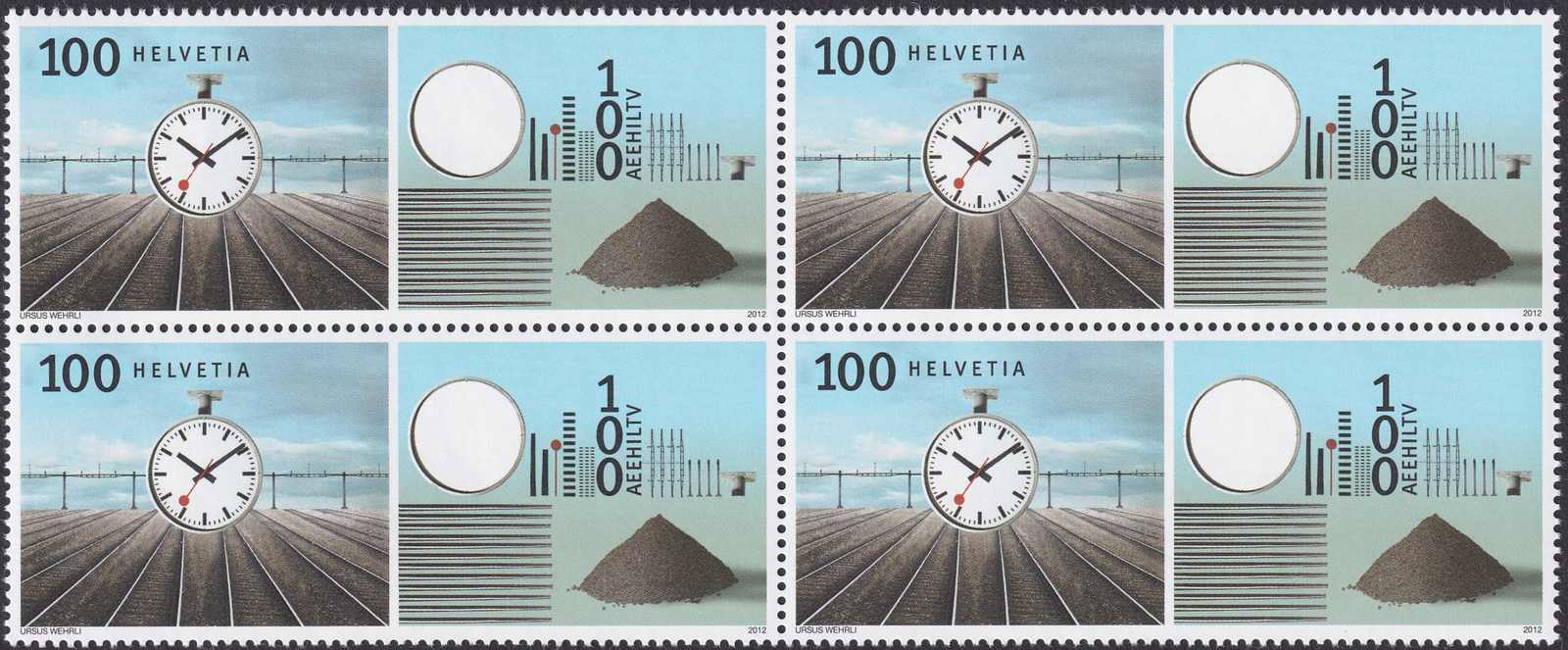 2012, Nr.1430, Ursus Wehrli Kleinbogen-Ausschnitt mit 8 Marken ...