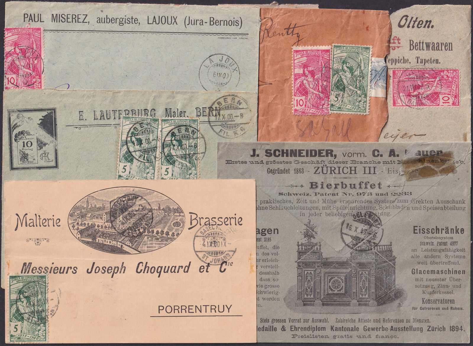 UPU 1900, 62 Karten und Briefe. Unterschiedliche Erhaltung. Mit ...