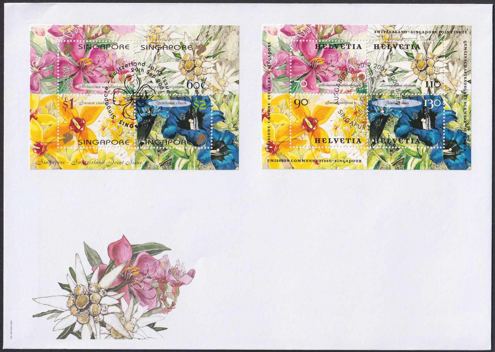 2001, Nr.1029-1032, 2 Sonderblocks auf Brief (Gemeinschaftsausgabe ...