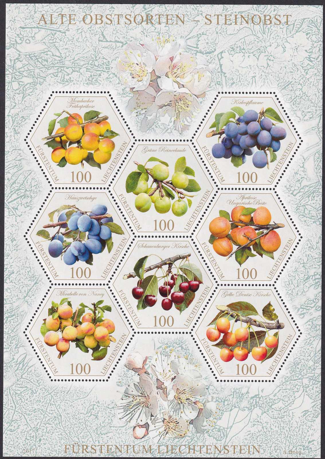 2017, Nr.1820-1827, sauberer Zierbogen Liechtenstein (alte ...