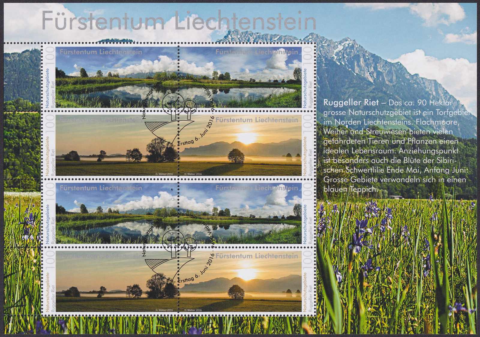 2016, Nr.1766-1769, sauberer Zierbogen Liechtenstein ...