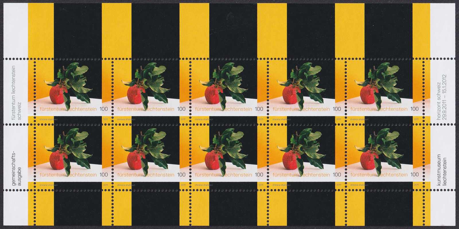 2011, Nr.1553, sauberer Zierbogen Liechtenstein (Gemeinschaftsausgabe ...