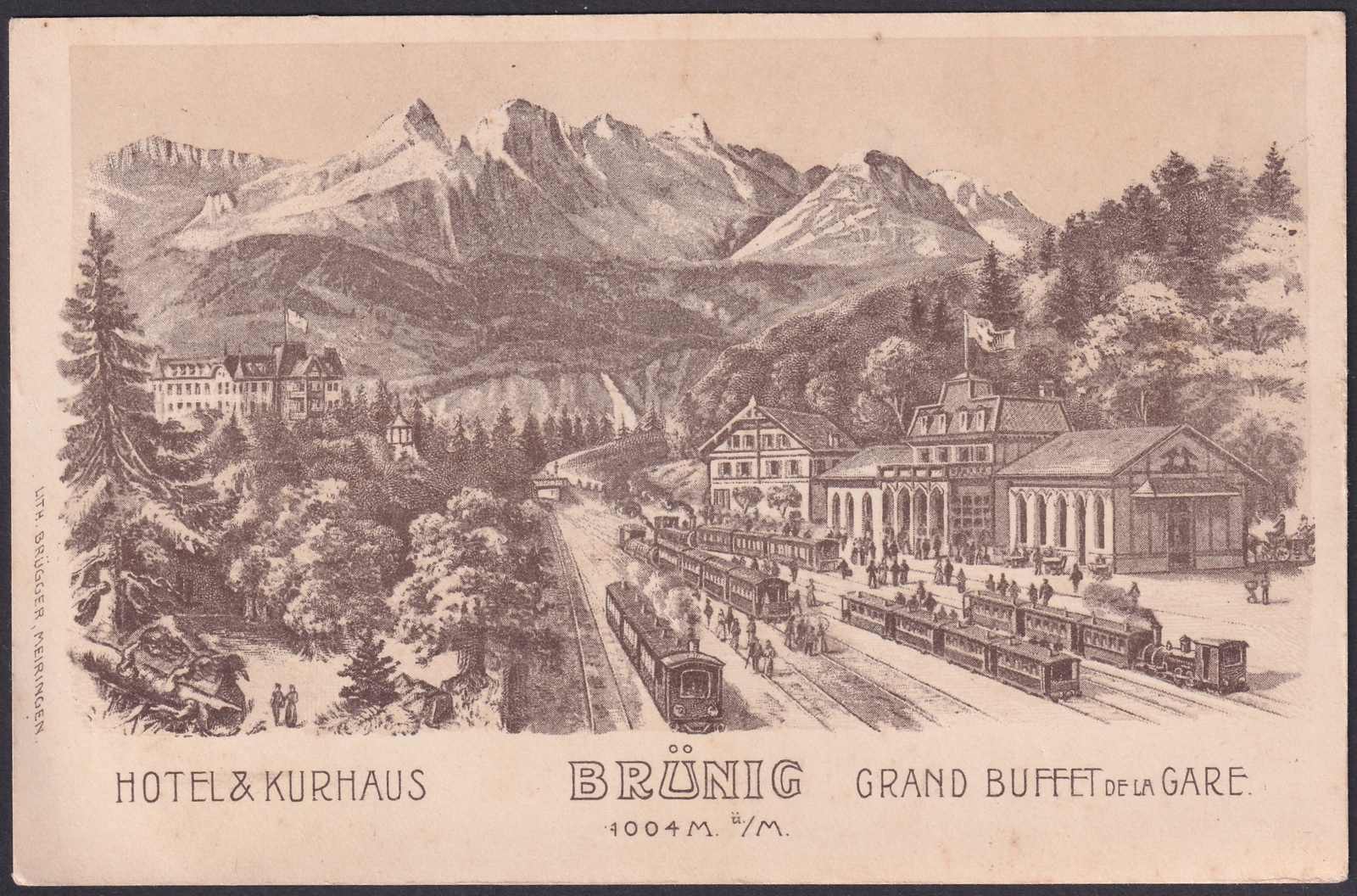 BERN, BRÜNIG HOTEL & Kurhaus (Bahnrestaurant 1.Ranges) ca.1890, ...
