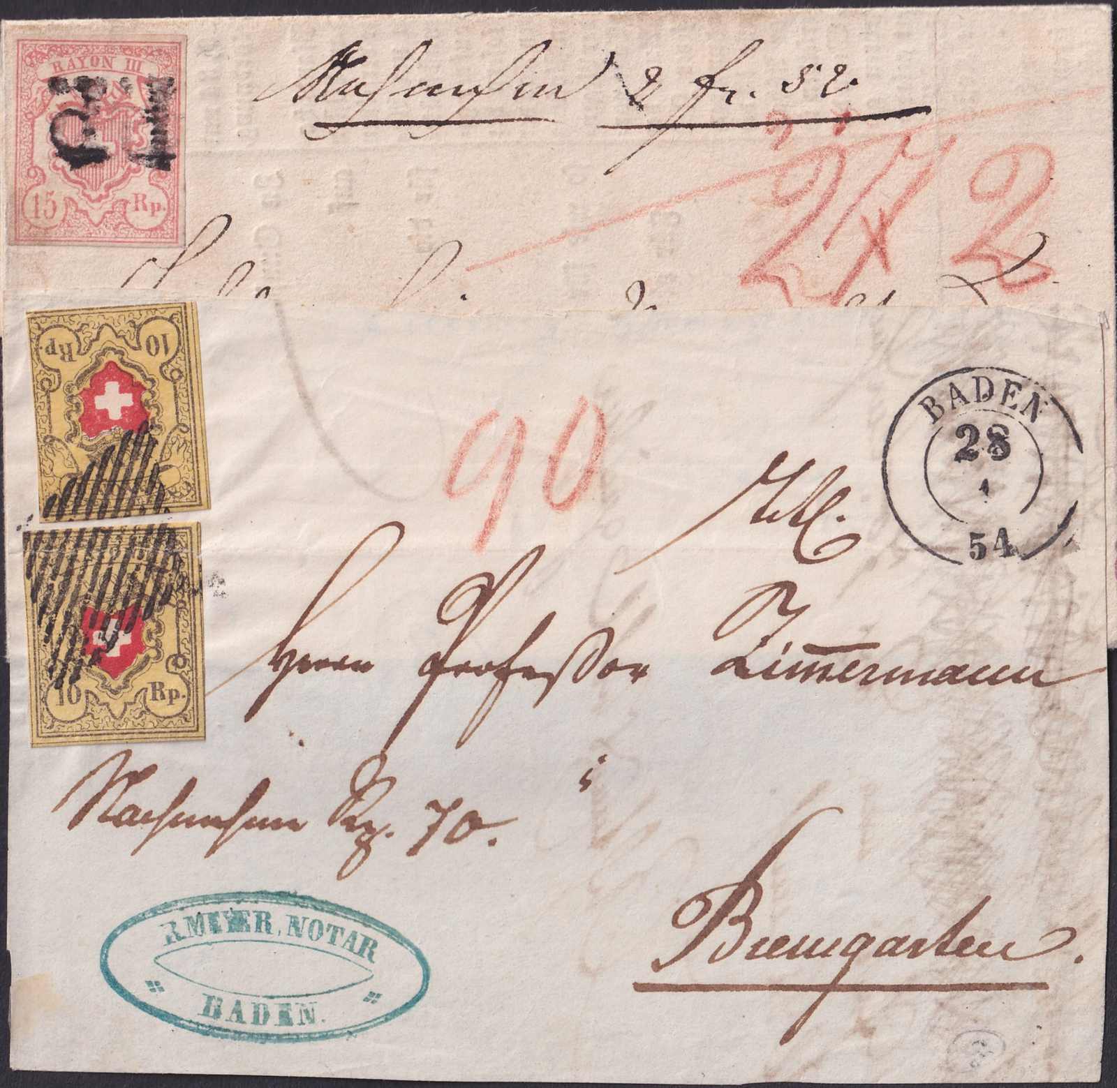 1850-1854, 15 Rayonbriefe, teils tolle Frankaturen! Sammlung mit ...
