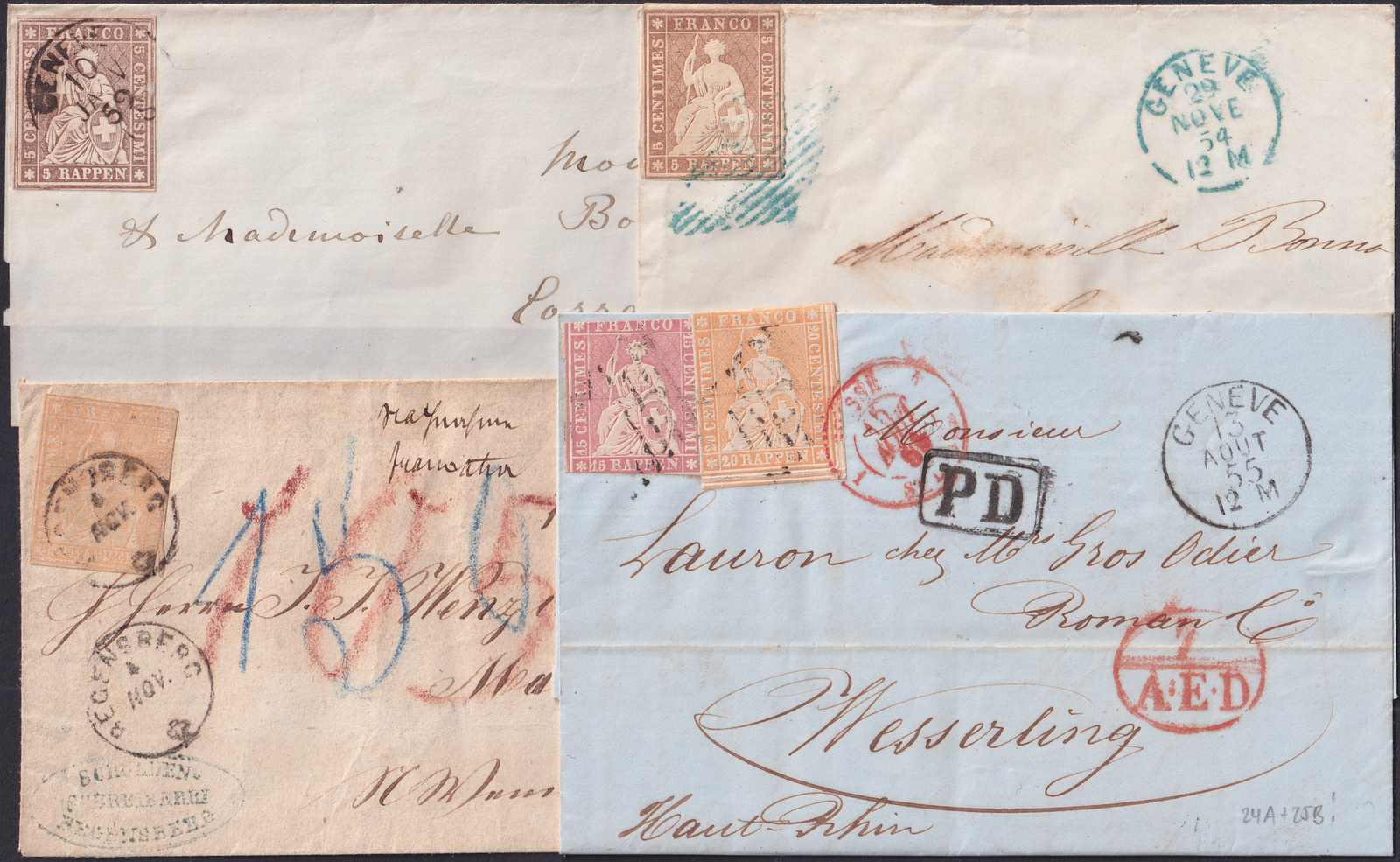 1854-1863,17 Strubel-Briefe, in Album! Dabei diverse bessere ...