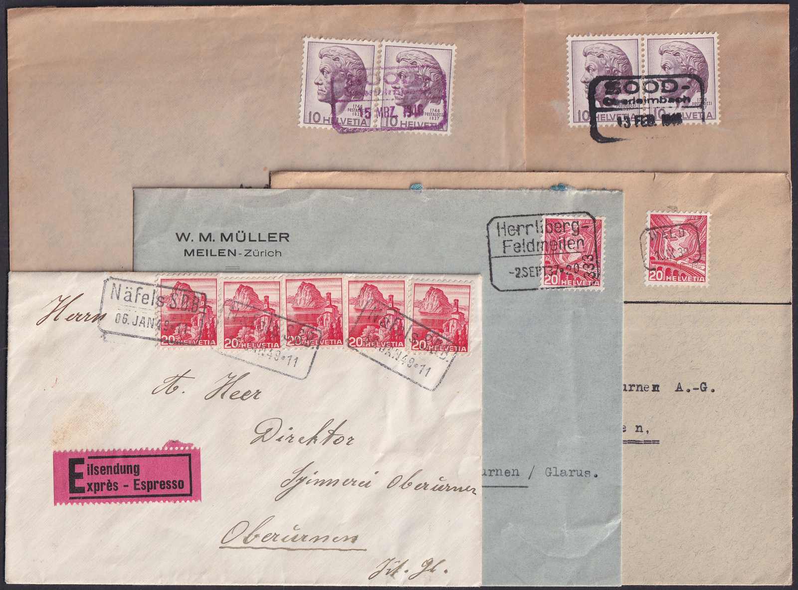 1920-1950, BAHNPOST-Sammlung von 25 Briefen, teils gesuchte Stempel ! ...