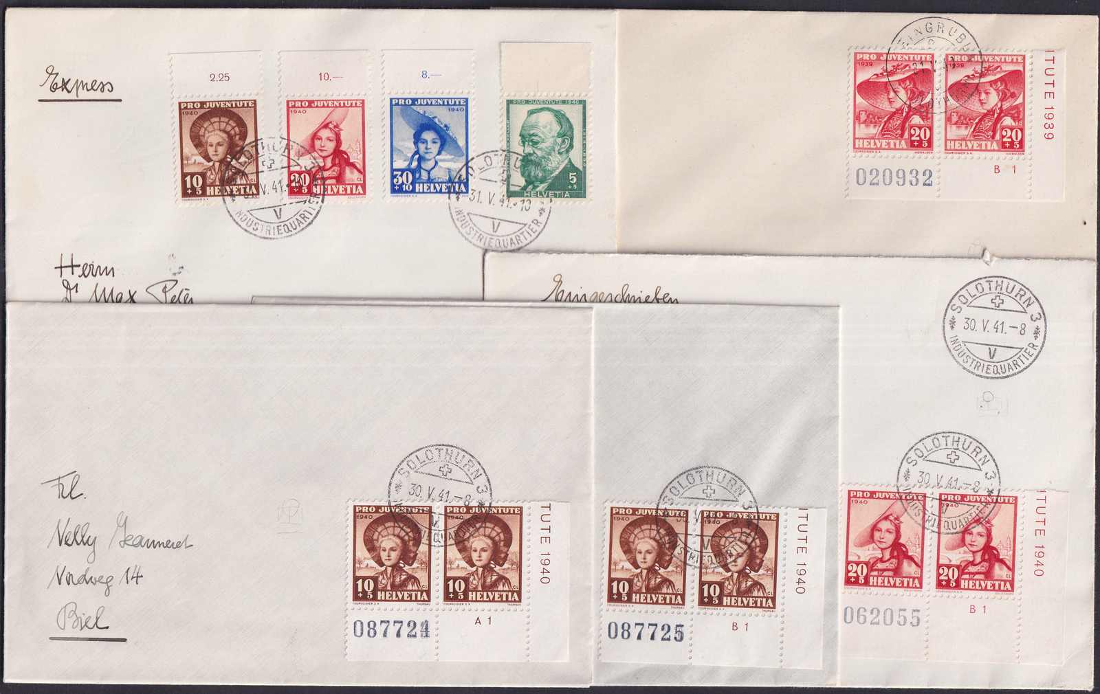 1930-1957, 72 Briefe Pro Juventute +Abarten alle aus Kt.SOLOTHURN. ...