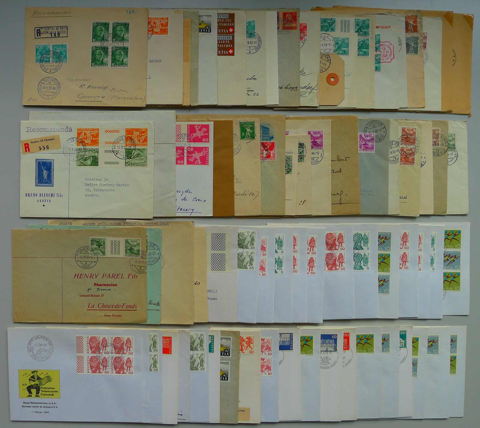 1904-1973, Sammlung KEHRDRUCKE auf Briefen, 74 Stück, gute Qualität ...