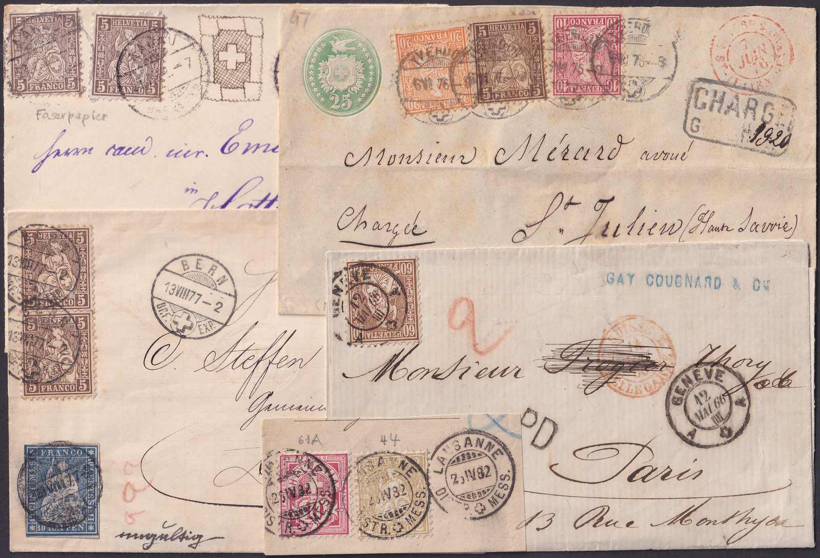 1862-1882: Sitzende Helvetia, 4 ALBEN mit über 350 Briefen und ...