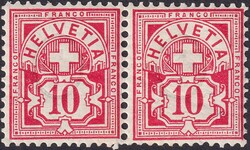 10c zinnober, 61B waagrechten im Paar, postfrisch **, Kat: 50.- unten ...