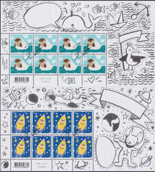 2021, Nr.1838+1839 (Tierboten) Zierbögen mit Stempel vom Ausgabetag ...