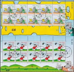 2005, Nr.1158+1159 (Comics Uli Stein) Zierbögen im Satz mit Stempel ...