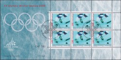2005, Nr.5 (Olympische Spiele Turin) Zierbogen mit Stempel vom ...