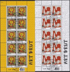 2007, Nr.1233+1234 (Art brut) Zierbogen mit Stempel vom Ausgabetag ...