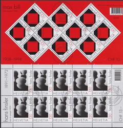 2008, Nr.1294+1295 (Konkrete Kunst) Zierbögen mit Stempel vom ...