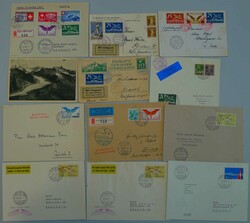 1924-1953, 12 meist saubere Flugpost-Briefe. Swissait Europa-Flug, ...