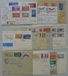 1926-1949, 14 Flugbelege, saubere Frankaturen, beachten Sie die ...