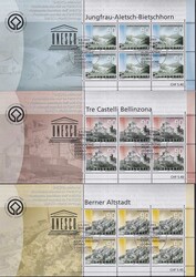 2003, Nr.1096-1100 (UNESCO) fünf Zierbögen mit Stempel vom ...