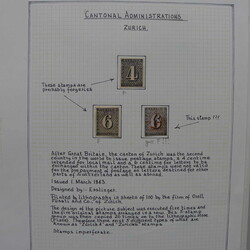 1843-1922, SCHWEIZ SAMMLUNG ab Zürcher KANTONALMARKEN. Einige ...