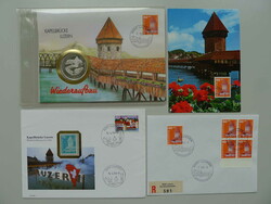 LUZERN 1913-2000, Kappelbrücke LUZERN (Motiv) auf Münzbriefen (2x) ...