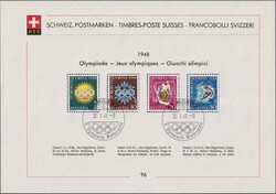 1948, Sammelblatt Nr.96 mit W25-W28, gestempelt in St.MORITZ: ...