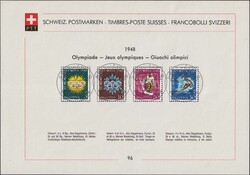 1948, Sammelblatt Nr.96, W25-W28 (Olympische Winterspiele), ...