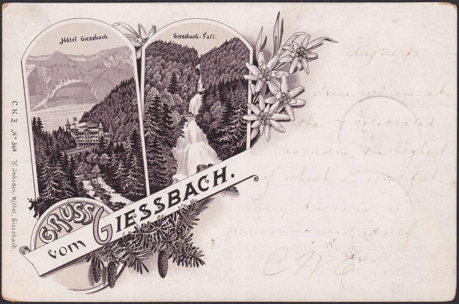 BERN, GIESSBACH 1895-1950: attraktives "Lot" von 7 Karten und ...