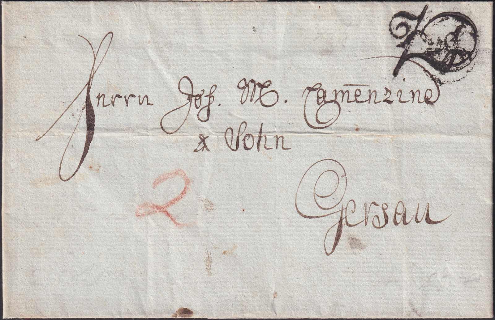 ZUG nach Gersau (ca.1810) Wi:3941/8 auf sauberem Beleg mit Inhalt ...