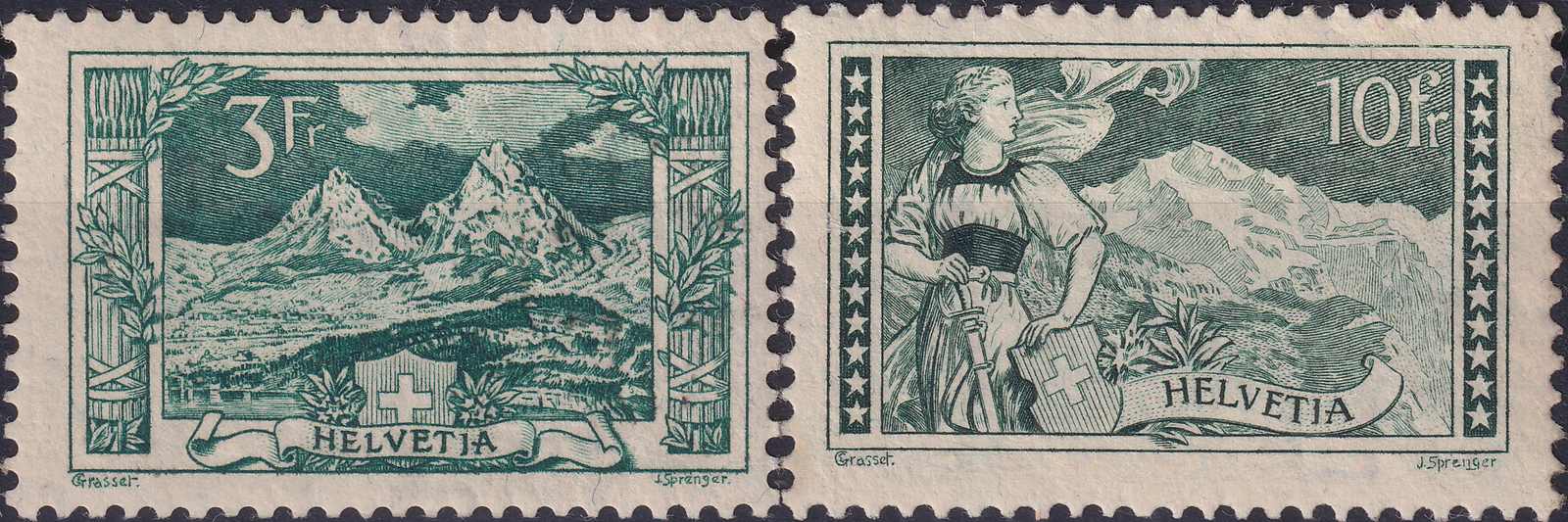 1914-1931, Gebirgslandschaften (Nr.129 bis 179) komplett (7 Werte), ...