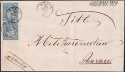 OBERMUMPF ab STEIN 1865 (20.MÄRZ) nach AARAU, Nr.31 (2x) auf ...