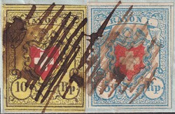 LAUFEN 1854 nach BERN, Rayon II (T.37 E-LO) +Rayon I (T.3. C2-RU) auf ...